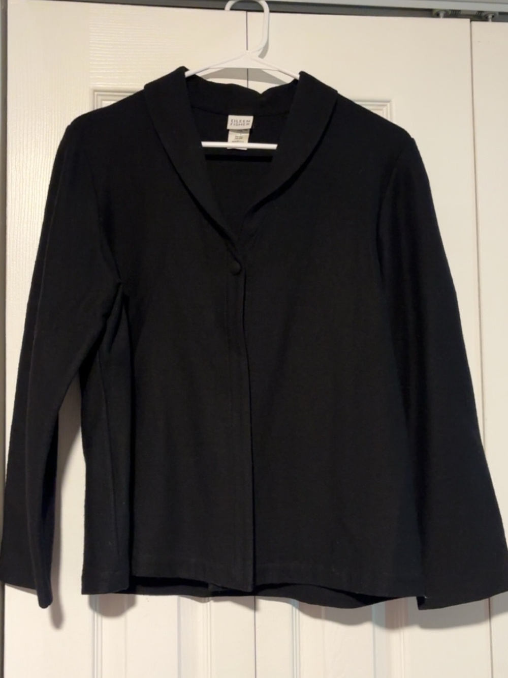 Vintage Eileen Fisher Preppy Black Wool Blazer size Medium